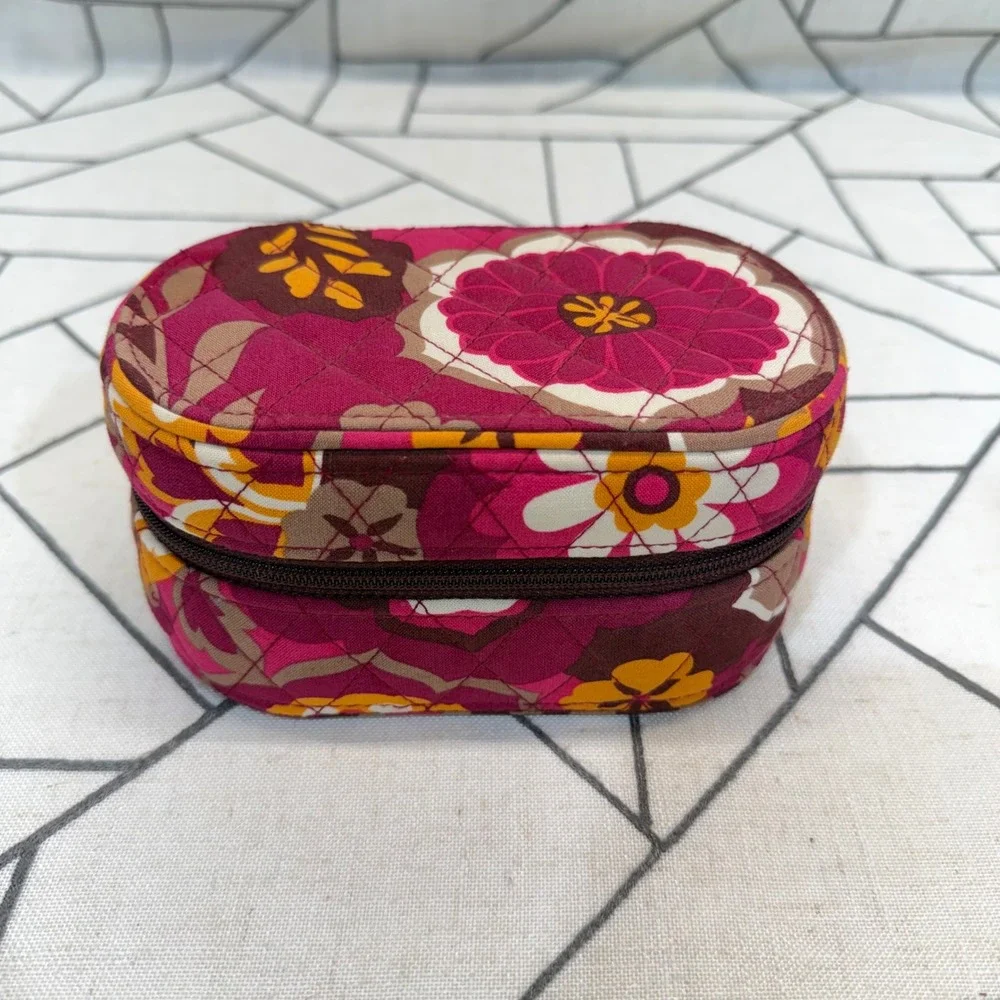 Vera Bradley Jewelry Organizer Small Plum Petals Floral Quilted Travel Case